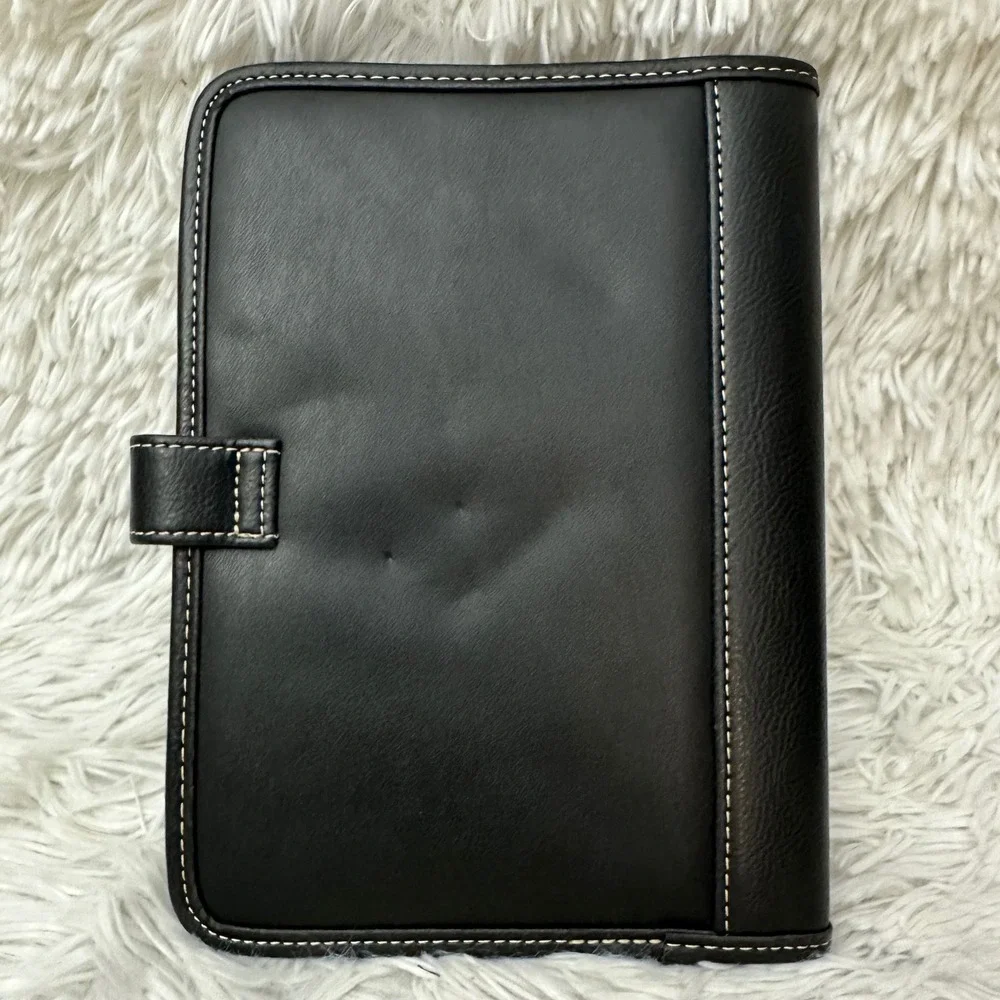 Franklin Covey Black Faux Leather Planner Binder Cover 9 x 7 inch